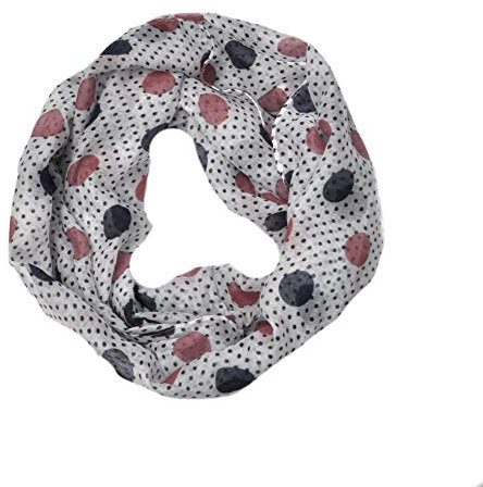 Euly Loop Schal Loopschal Rundschal Schlauchschal Tuch Tücher Damenschal Geometrische Punkte (Punkte Weiß)