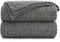 Longhui bedding Grey Knitted Throw Blanket for Couch, Soft, Cozy Machine Washable 100% Cotton Sofa Cable Knit Blankets, 4.0lb Weight, 60 x 80 Inches Oversized, Grey White Color