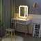 YOURLITE Dressing Table with LED Lights Mirror - White Vanity Makeup Table Set with Adjustable Brightness Mirror, Cushioned Stool and Free Make-up Organizer (White+Grey+Rectangle Mirror)