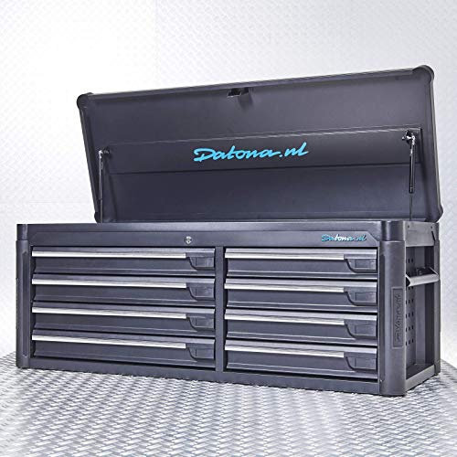 Datona Werkzeugkiste Tech-Line 125 Mattschwarz mit 8 Schubladen 40 kg Tragkraft seitlichen Lochwänden und Ablagefach
