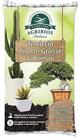 AGRIBIOS TERRICCIO Piante GRASSE & Bonsai 10 LT Miscela con Torba Naturale Argilla pomice