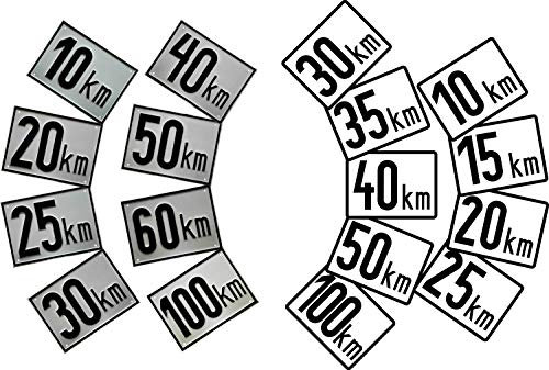 Km/h - Lavagna adesiva per trattore, 15 x 20 cm, 30 km/h, in alluminio