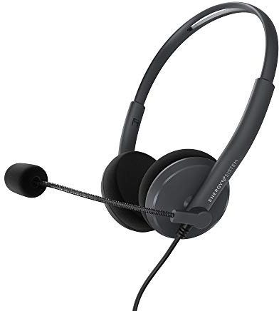 Energy Sistem Headset Office 2 Anthracite (Auricular On-Ear, Compatible con PC/Mac/Smartphone, Conector 3.5 mm, micrófono con Brazo retráctil), Negro
