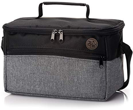 BAMBINIWELT Tasche für Toniebox, Musikbox-Tasche, für Hörwürfel kompatibel mit Toniebox und Tigerbox Touch, verstellbare Innenfächer, Netzfach für Zubehör, Toniebox Tasche (grau meliert)