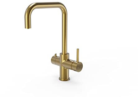 Excel Home - 3 in 1 Instant Boiling Water Tap, 2.4L Boiler Unit & Carbon Water Filter | Instant hot Hot Water Tap - Made of Anti Rust Stainless Steel - Kitchen Mixer Tap (Modern, Brushed Gold)