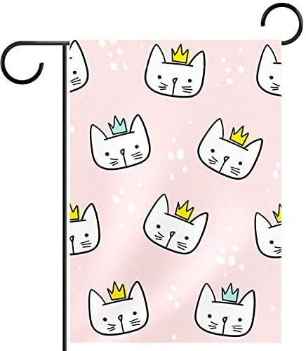 Katze Prinzessin rosa Gartenflagge doppelseitig Hof Outdoor Dekoration Polyester Pongee Flaggen
