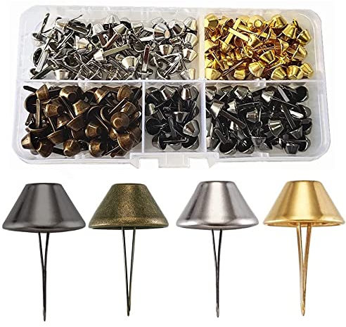 WEIWUXIAN Pies Remaches De, 200 Piezas Bolsa de Tachuelas para Pies, Remaches de Piel para Bolso, Remaches De Hierro para Manualidades de Cuero DIY, Bolso de Mano, 4 Colores