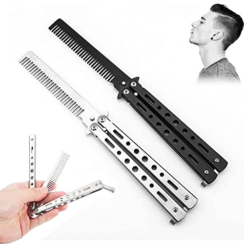 PHIEZC Butterfly Comb, Stainless Steel, Foldable Hair Brush, Portable