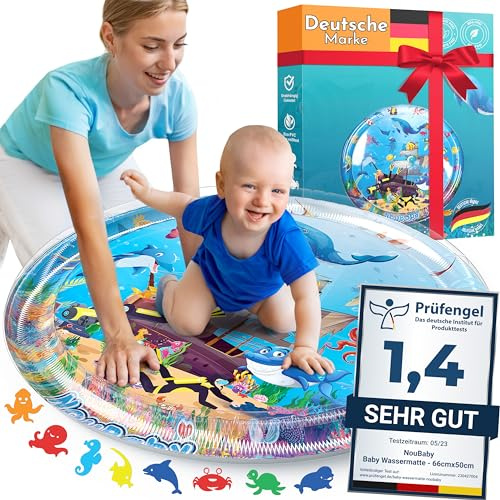 NouBaby® Tapis Eau Bebe Eveil Sensoriel XXL - Jeux Bebe 0-3 Mois Tummy Time - Tapis D Eau Bebe Aquarium - Tapis Eveil Bebe XXL - Jeux D Eveil Bebe 0-6 Mois - Cadeau Bebe