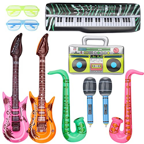 Party Decoration Rock Star Inflatable Musical Instrument Balloons Photo Prop, Guitar Saxophone Microphone Musical Balloon Toys, Birthday Carnival Party Supplies Favors Decor Accessories