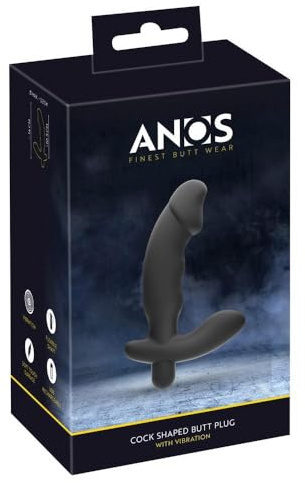 ANOS ANOS Cock shaped butt plug wit Prostata-Vibrator Schwarz One Size