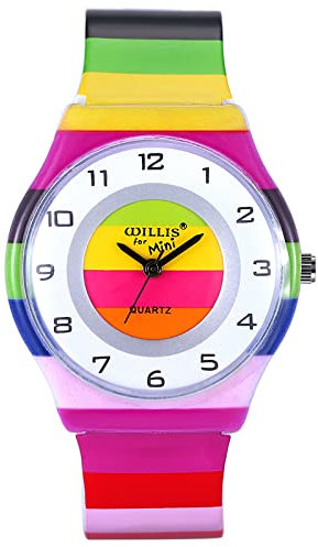 JewelryWe Kinderuhr Armbanduhr Junge Mädchen Regenbogen LGBT Gay & Lesbian Pride Analog Quarz Uhr Lernuhr mit Silikon Armband