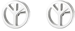 Happiness Boutique Damen Friedenzeichen Ohrstecker | Kleine runde Ohrringe mit Friedenssymbol Peace-Zeichen Edelstahlschmuck