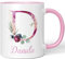 JUNIWORDS Tasse, Daniela, Name Anfangsbuchstabe Initial Alphabet Floral Buchstabe D Monogramm Motiv, Rosa (330 ml, Keramik, Zylindrisch, Tasse, 8.2 cm Breite, 9.5 cm Höhe)
