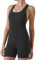 AUROLA Power Strampler für Damen, Workout, Yoga, Fitnessstudio, nahtlos, einteilig, Racerback, Overall, Bauchkontrolle, gepolsterter Sport-BH, grau dunkel, Small