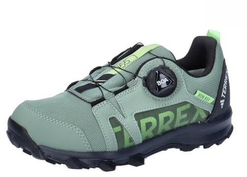 adidas Unisex Kinder Terrex Agravic BOA RAIN.RDY Trail Running Shoes, Silver Green/core Black/Green Spark, 29 EU
