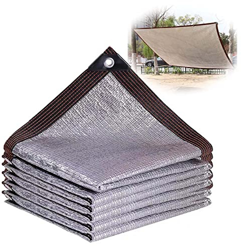 99% Schattennetz Auto Alu, Aluminet Schattennetz Sonnenschutznetz für Hunde, Reflektierend, Terrasse Schattiernetz Gewächshaus, Hitzeschutz 1x2m 2x2m 3x4m 3x5m 4x6m 6x8m ( Size : 5mx5m(16.4ftx16.4ft)