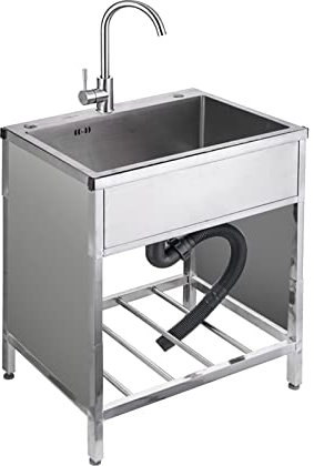 Evier Cuisine, Evier Cuisine 1 Bac Evier Exterieur De Jardin Evier Cuisine 1 Bac Inox Evier Buanderie Avec Robinet Et Support, Pour Faire La Plonge Cuisine De Restaurants, Salle De Bain (Color : Roun