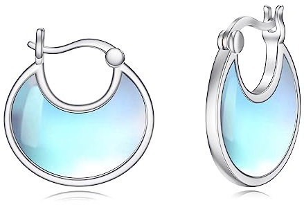 Mondstein Creolen Sterling Silber Endloser Kreis klobige Creolen kleine Creolen Schmuck Abschlussball Boho Ohrringe für Damen und Mädchen