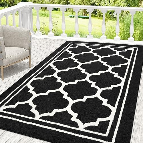 Homaxy Soft Absorbent Door Mat, Dirt Trapper Doormats, 120X180cm, Black | Machine Washable, Non-Slip, Low Profile, for Inside, Front Back Door, Pets and Dogs, Floor Mat, Entrance Rug