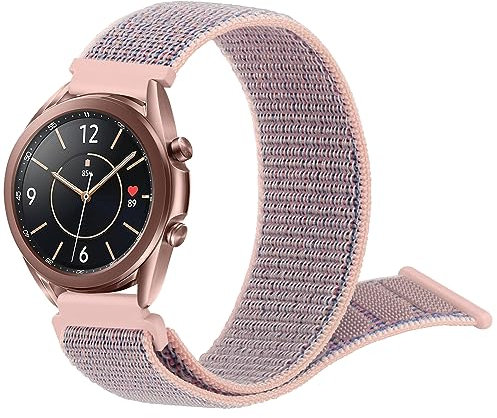 Vancle Armband für Samsung Galaxy Watch 3 Armband 41mm Damen Herren,Nylon 20mm Klettverschluss Verstellbare Sport Ersatz Uhrenarmband für Samsung Galaxy Watch 3 41mm Armband(RosaSand)