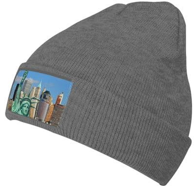Freiheitsstatue in NYC Beanie für Herren, Unisex, Wintermütze, Uhrenhut, Fischer, Skullcap, Schwarz, Deep Heather, One size