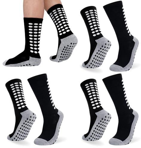 Zuimei 3 Pairs Football Grip Socks for Men, Grip Socks Football Socks Anti-slip Sports Socks for Football Basketball Soccer Volleyball Yoga Running Trekking Hiking,black