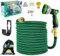 Bergmann® Premium Gartenschlauch Flexible - Flexibler Schlauch mit 10 Funktion Spritze Flexschlauch mit Wandhalterung 3/4 1/2 Zoll Anschluss 3-Fach Latexkern (Grün-22m)