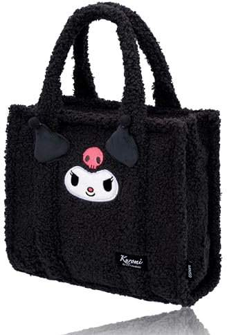 Roffatide Fluffy Fuzzy Bunny Tote Bag für Frauen Cartoon Niedliche Handtasche Plüsch Tote Tasche Hairy Schulter Crossbody Tasche Unterarm Schwarz