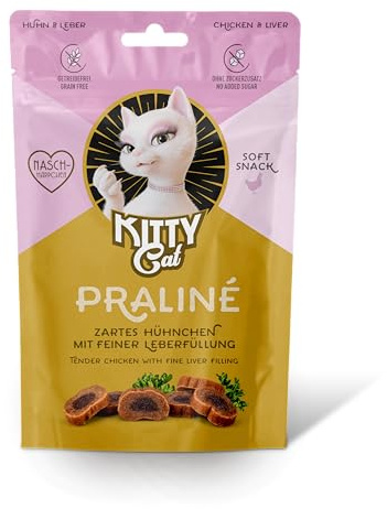 KITTY Cat Praliné Huhn & Leber, 10 x 50g (Großpackung) | Ergänzungsfuttermittel, Getreidefrei, Ohne Zuckerzusatz, Hoher Fleischanteil & Taurin, Made in Austria
