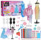 Aomig Modedesign Mädchen, Fashion Designer Studio Bastelset Kinder, DIY Kunst und Bastelset Nähsets Lernspielzeug mit 4 Mannequins, 600PC+ DIY Sewing Crafts Geschenke Mädchen 6-12+ Jahre