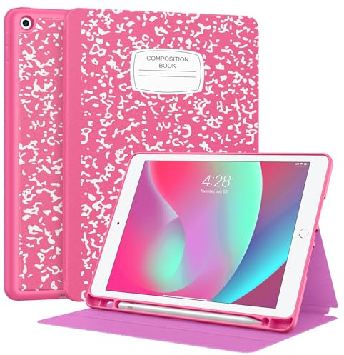 Supveco Funda para iPad de 9ª/8ª/7ª generación de 10.2 pulgadas (modelo 2021/2020/2019) con soporte para lápiz, funda de alta calidad con función de encendido y apagado automático, cubierta trasera de
