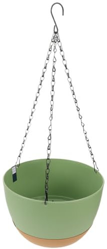 Milisten Jardinières Suspendues en Plastique Pot De Fleurs Suspendu avec Trou De Drainage Panier Suspendu Rond avec Plateau Amovible pour Plantes Jardin Maison Patio Décor Vert