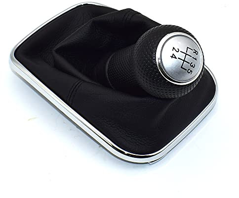 MKptopia 12 mm Pomo de la palanca de cambios Gaitor Boot pomo de la palanca de cambios compatible con V-W Golf 4 R32 Bo-ra Je-tta 1999-2005 - 5 velocidades Cabeza de plata