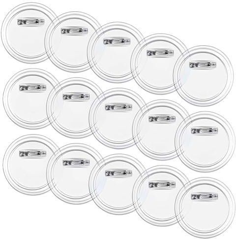 SGERUFZ Set de Badges DIY 15 Pièces, Faire Ses Badges Sans Machine, Épingle de Sécurité, Personnalisés Transparent en Acrylique