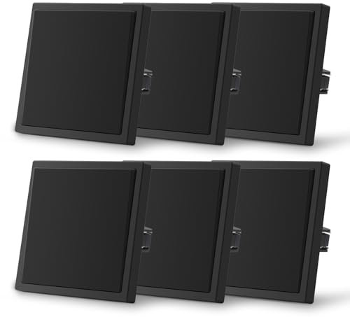 MVAVA Interrupteur encastré 1 compartiment 1 voie Inverseur 80mm*80mm Interrupteur mural 6 Pack Noir