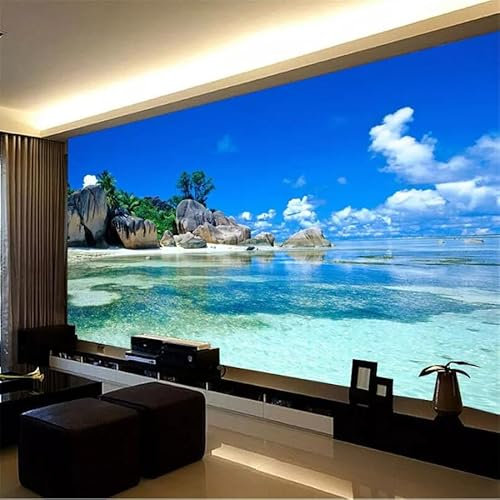 ZYCAFJ Papier Peint 3D Plage de sable Tapisserie Peinture Murale Papier Peint 3D Photo Poster Fresque Salon Chambre Bureau Couloir Mural Décoration 430cm×300cm(LxH)