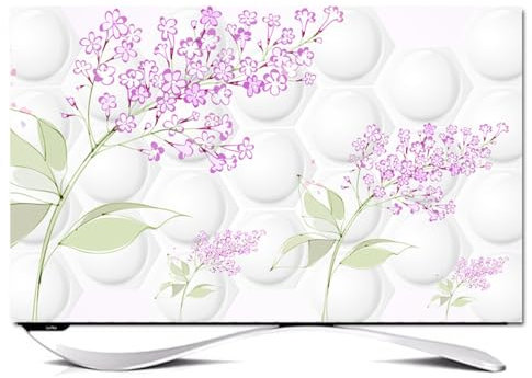 JANEMUA Anti-poussière pour TV Housse De Protection pour Écran De Télévision D'intérieur, Housse De Décoration Artistique Anti-poussière Et Anti-Soleil À Motif Violet-A||55inch