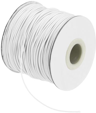 sourcing map Cordoncino cerato, 1 mm, filo cerato, 87 metri, per realizzazione di bracciali, collane, perline, gioielli e artigianato fai da te (bianco)