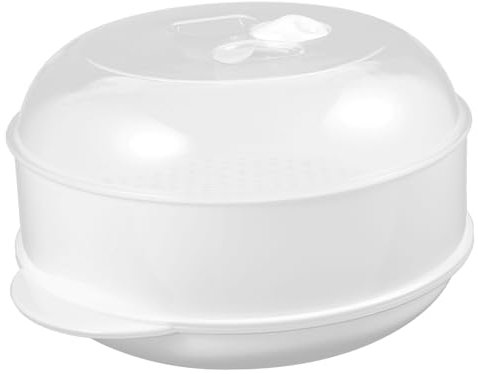 Hemobllo Vaporera para Microondas Circular Recipiente de Cocina Reutilizable Plástico Resistente con Tapa y Rejillas de Ventilación para Cocción al Vapor