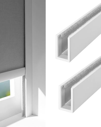 Elitix Estor Enrollable Guias Laterales Tiras Bloqueadoras de Luz de Aleación de Aluminio con Canal en U para Persianas Enrollables, Bloqueador de Luz para Ventanas de Oficina(White,104.1cm/41inch)