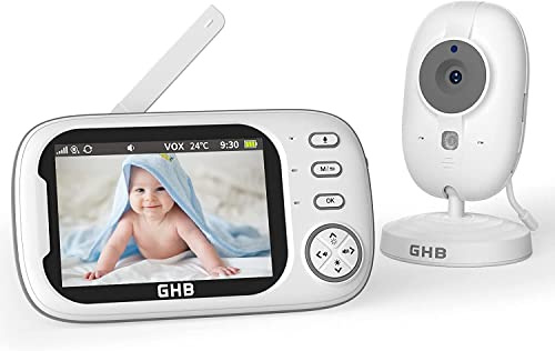 GHB Babyphone Babykamera Überwachung 3,5 Zoll LCD Baby Phone mit Kamera 2,4 GHz VOX Modus Temperatursensor bidirektionale Kommunikation Nachtsicht ohne WLAN