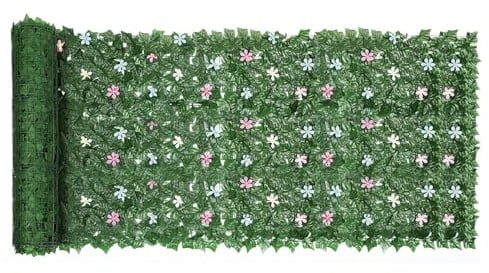 Künstliche Efeublatt-Hecke Rolle mit UV-Schutz 3 m x 1 m – dekorativer Sichtschutzzaun für Garten, Balkon, Innen- und Außenbereich, Kunstblumen-Akzente