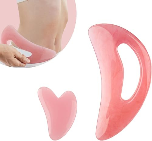 Gua Sha Körper und Gesicht Massagetool – Großer Gua Sha Stein aus Naturharz, Anti-Cellulite und Lymphdrainage Massagegerät, Gesichtsmassage & Körperpflege Tool (Rosa)