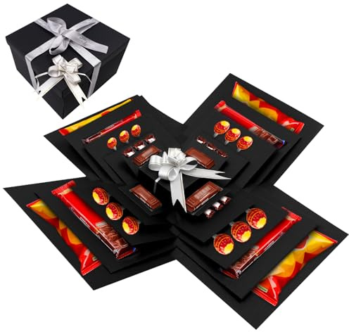 Nureeca Explosionsbox 5 Lagige Geschenkkiste DIY Uberraschungs Box fur Geburtstag Jahrestag Valentinstag mit Zubehor (black)