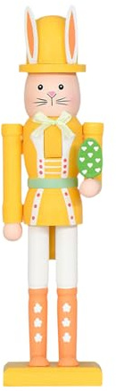 Fyrdyn Easter Rabbit Nutcracker,Rabbits Design Table Centerpiece | Bunny Nutcracker Wooden Figures - for Tabletop Mantel Fireplace Stair Porch Outdoor Cabinet