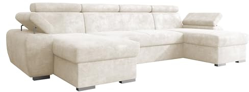 Mirjan24 Ecksofa Kolpoi U, Eckcouch mit verstellbaren Kopfstützen und Armlehnen, Wohnlandschaft, Bettfunktion, U-Form Sofa mit Schlaffunktion und Bettkasten (Lumo 55)
