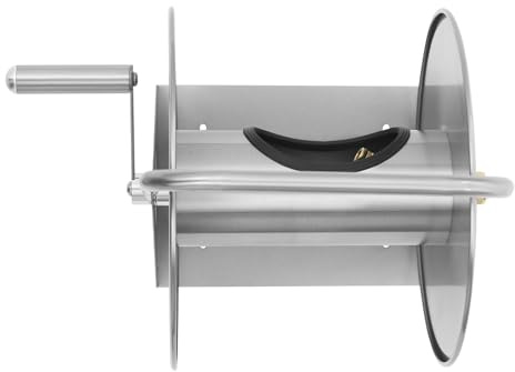 Garden Hose Reel, Reel Stand, 430 Stainless Steel Steel, Wall-Mounted or Floor-Mounted, 50m Capacity, Silver, Modern Style, with Brass Nozzles