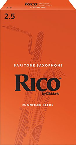 D’Addario Woodwinds - Rico Baritone Sax Reeds - Baritone Saxophone Reeds - Baritone Reeds Crafted for Beginners, Students, Educators - Strength 2.5, Pack of 25
