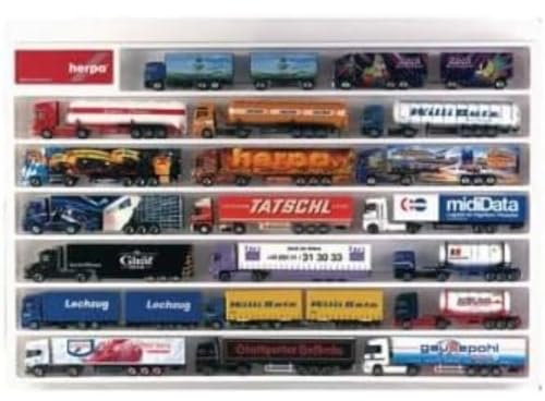 herpa 29254 29354 – LKW Schaukasten 1:87, Hängevitrine für Hängerzüge, Showcase, Display, Miniaturen, Modellbau, Kunststoff - Weiß (64,5 cm x 45 cm x 3,5 cm)